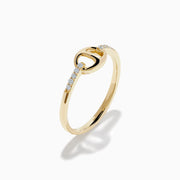 14K Yellow Gold Diamond Pave Interlocking Link Ring