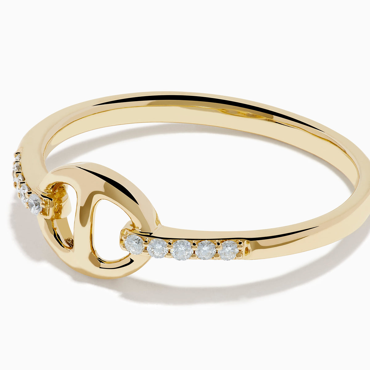 14K Yellow Gold Diamond Pave Interlocking Link Ring