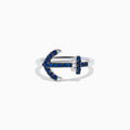14K White Gold Blue Sapphire and Diamond Pavé Anchor Ring