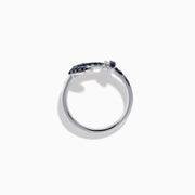 14K White Gold Blue Sapphire and Diamond Pavé Anchor Ring