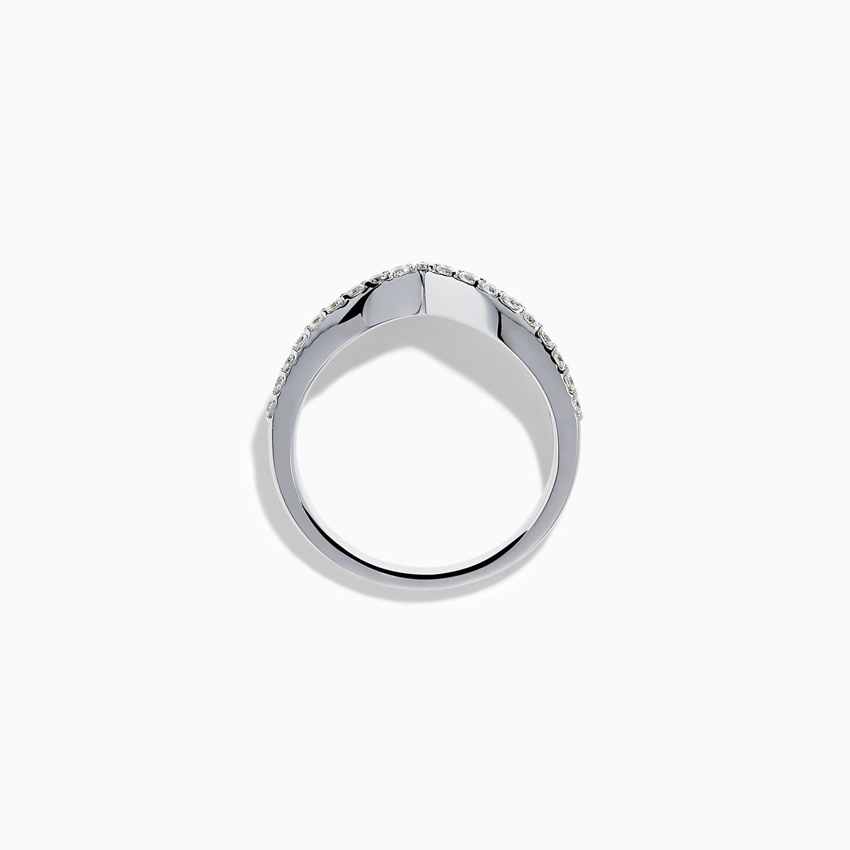 14K White Gold Diamond Pave Double-Row Chevron Ring