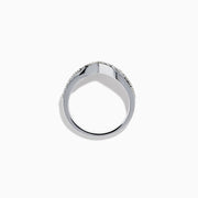 14K White Gold Diamond Pave Double-Row Chevron Ring