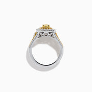 18K Two-Tone Gold Yellow and White Diamond Double Halo Split Shank Ring