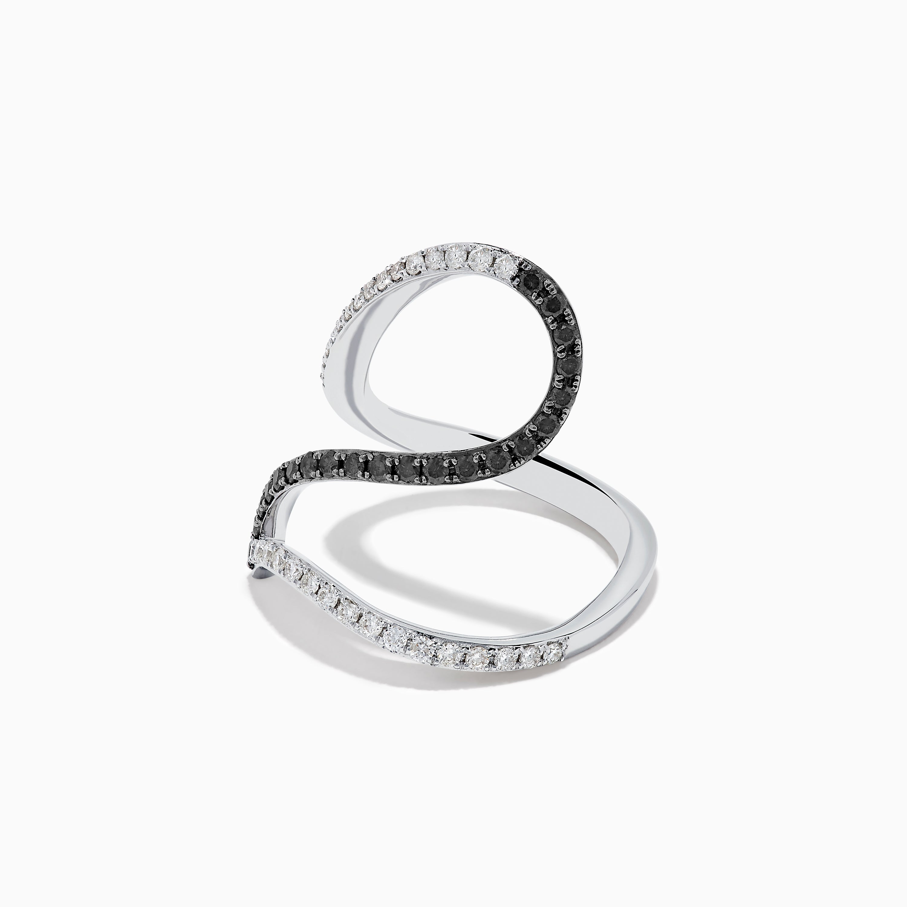 Effy 14K White Gold Black and White Diamond Fashion Ring