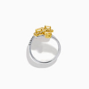 18K Two-Tone Gold Yellow and White Diamond Halo Wrap Ring