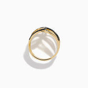 14K Yellow Gold Black and White Diamond Pave Interwoven Statement Ring