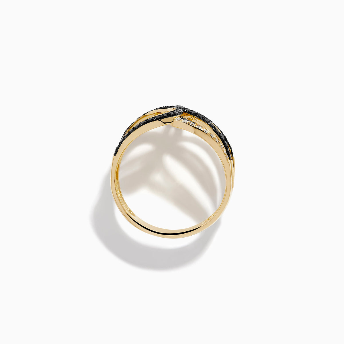 14K Yellow Gold Black and White Diamond Pave Interwoven Statement Ring