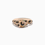 The Signature 14K Rose Gold Diamond and Garnet Panther Ring, 0.56 TCW, showcases a panther’s head and paw with sparkling diamonds, black stones, and vivid garnet eyes for a bold, luxurious look.