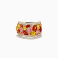 Watercolors 14K Yellow Gold Multi Sapphire and Diamond Double-Row Pavé Dome Cluster Ring