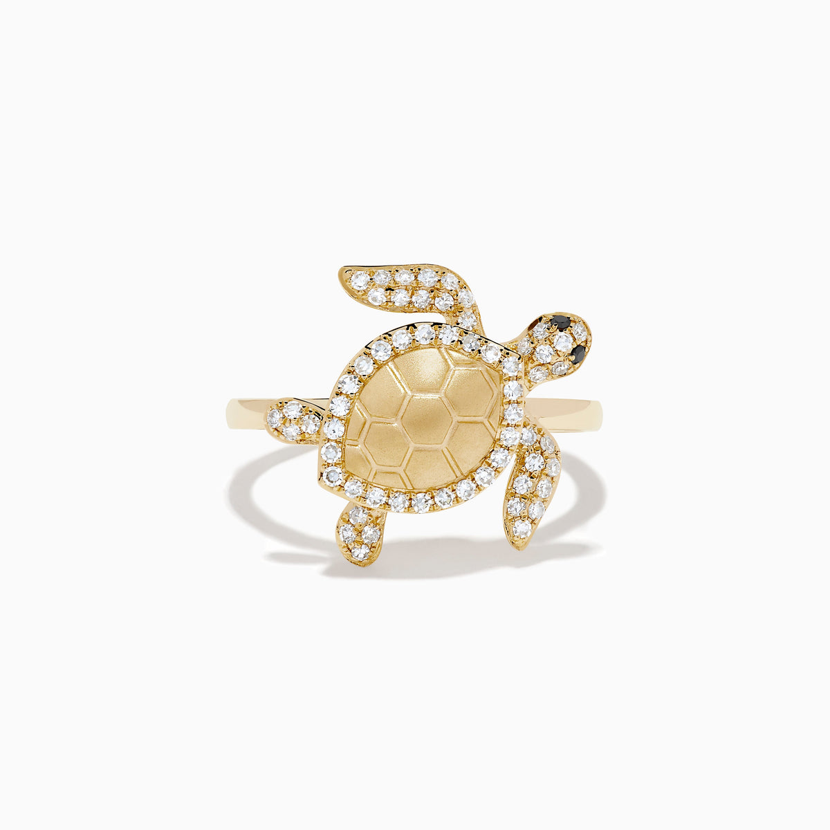 14K Yellow Gold White and Black Diamond Pavé Turtle Ring