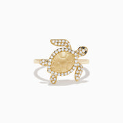 14K Yellow Gold White and Black Diamond Pavé Turtle Ring