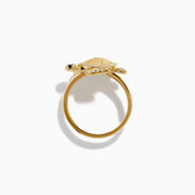 14K Yellow Gold White and Black Diamond Pavé Turtle Ring