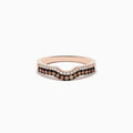 The 14K Rose Gold Espresso and White Diamond Band features a wavy design with two rows of round diamonds—white and espresso brown—for a stylish, modern look. The polished finish enhances its contemporary appeal.