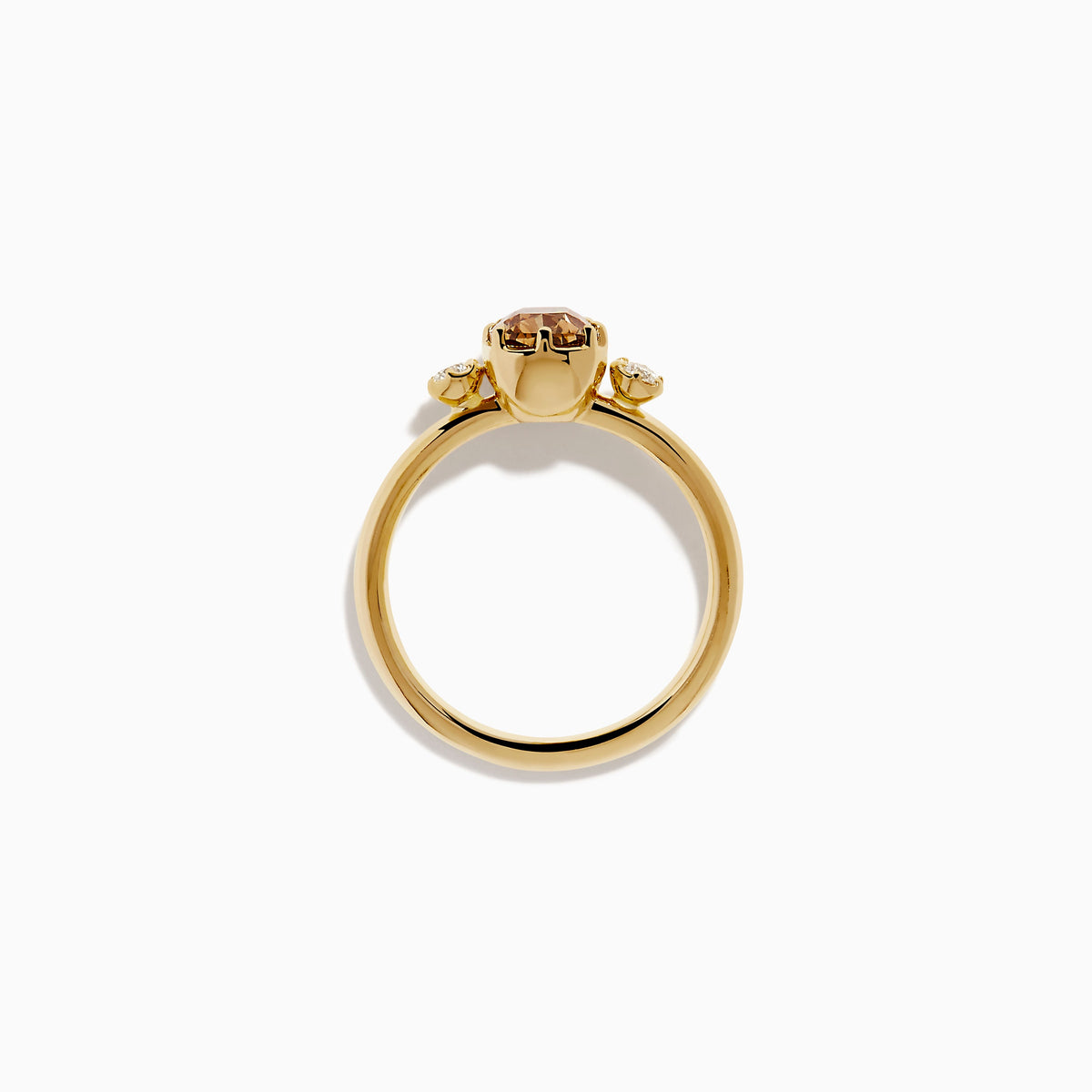14K Yellow Gold Brown and White Diamond Oval Three-Stone Ring