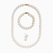 14K Yellow Gold Cultured Freshwater Pearl 3-Piece Box Set