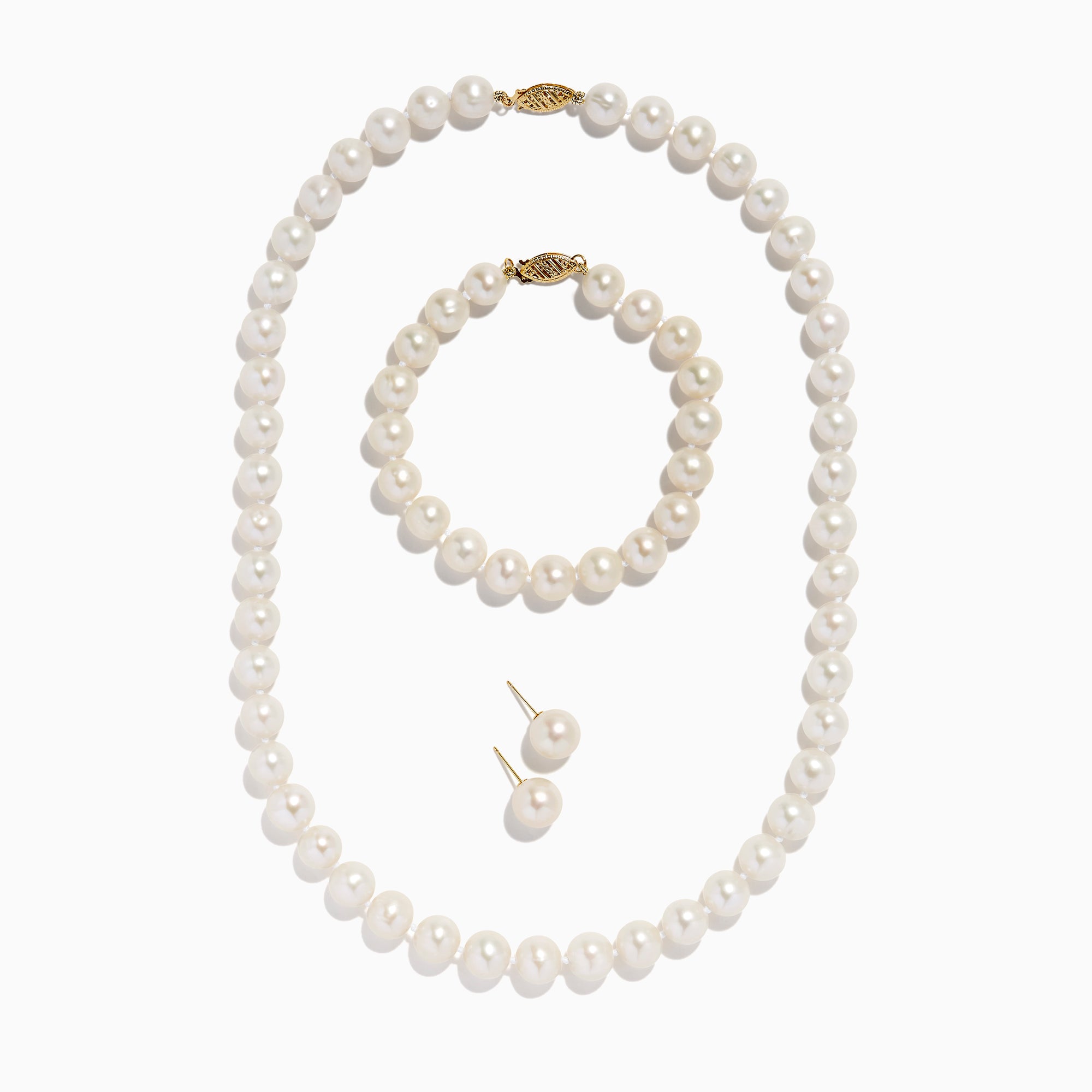 14K Yellow Gold Cultured Freshwater Pearl 3-Piece Box Set