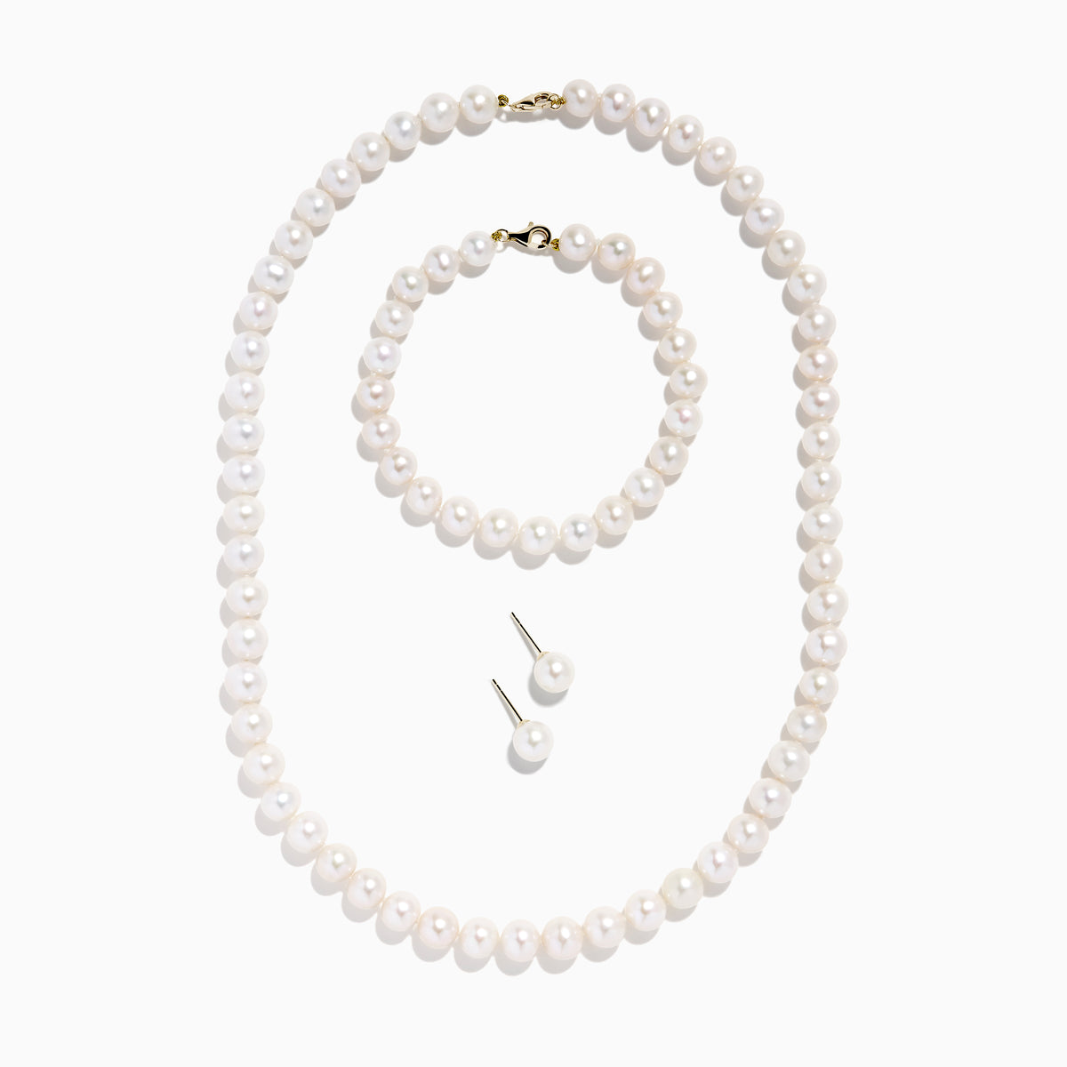 14K Yellow Gold Three-Piece Pearl Set