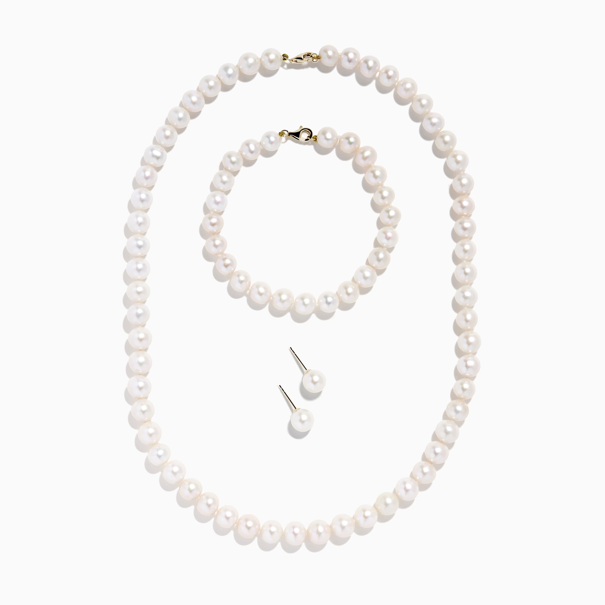 14K Yellow Gold Three-Piece Pearl Set