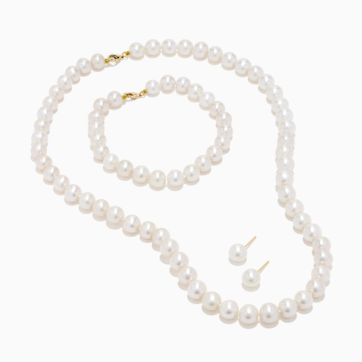 14K Yellow Gold Three-Piece Pearl Set