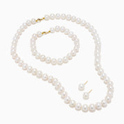 14K Yellow Gold Three-Piece Pearl Set