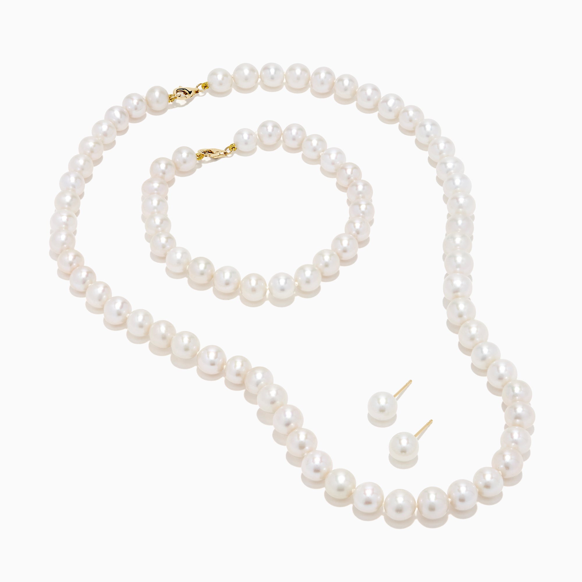 14K Yellow Gold Three-Piece Pearl Set