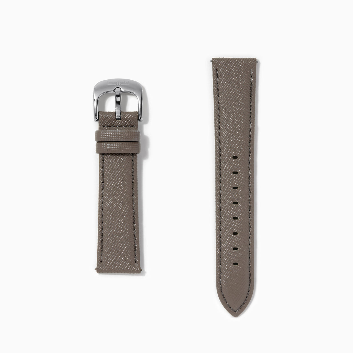 Gray – 20mm Saffiano Print Calf Leather Watch Strap