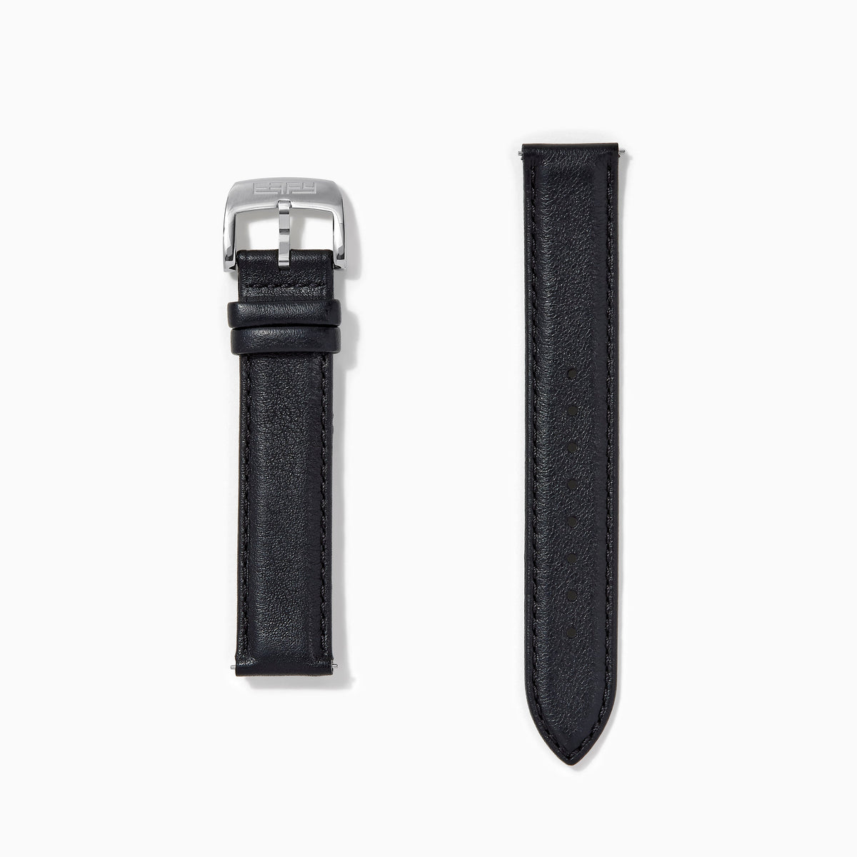 Black – 18mm Smooth Calf Leather Watch Strap