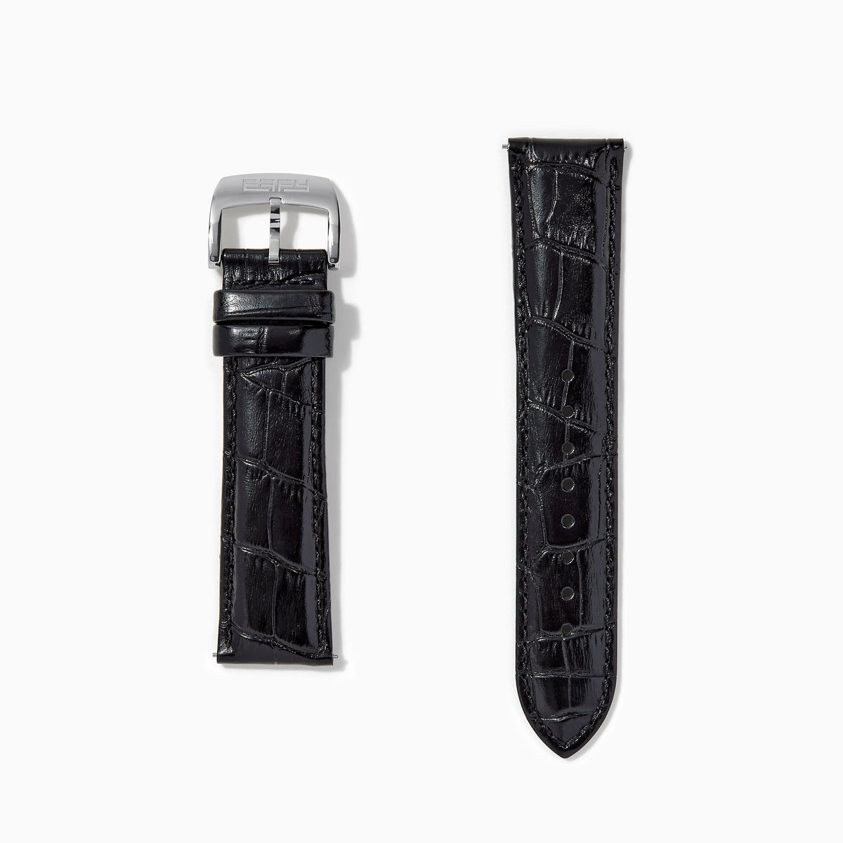 Black – 22mm Exotic Print Calf Leather Watch Strap