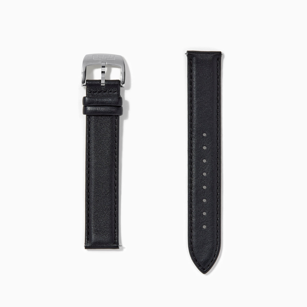 Black – Extra-Long 18mm Smooth Calf Leather Watch Strap