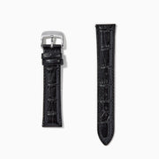 Black – Extra-Long 20mm Exotic Print Calf Leather Watch Strap