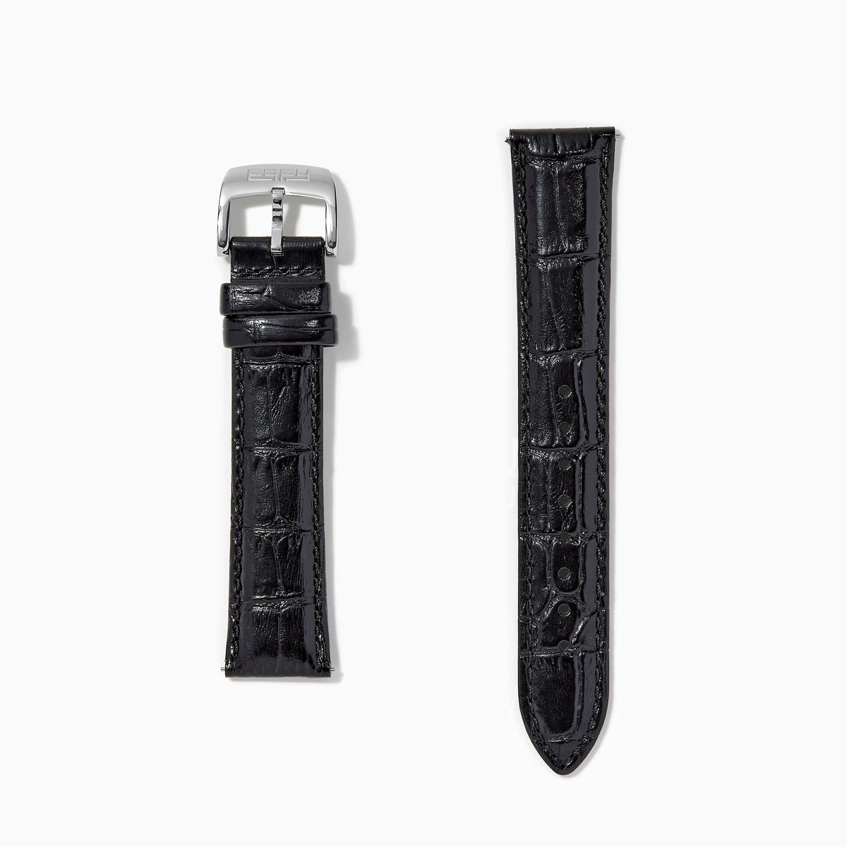 Black – Extra-Long 20mm Exotic Print Calf Leather Watch Strap