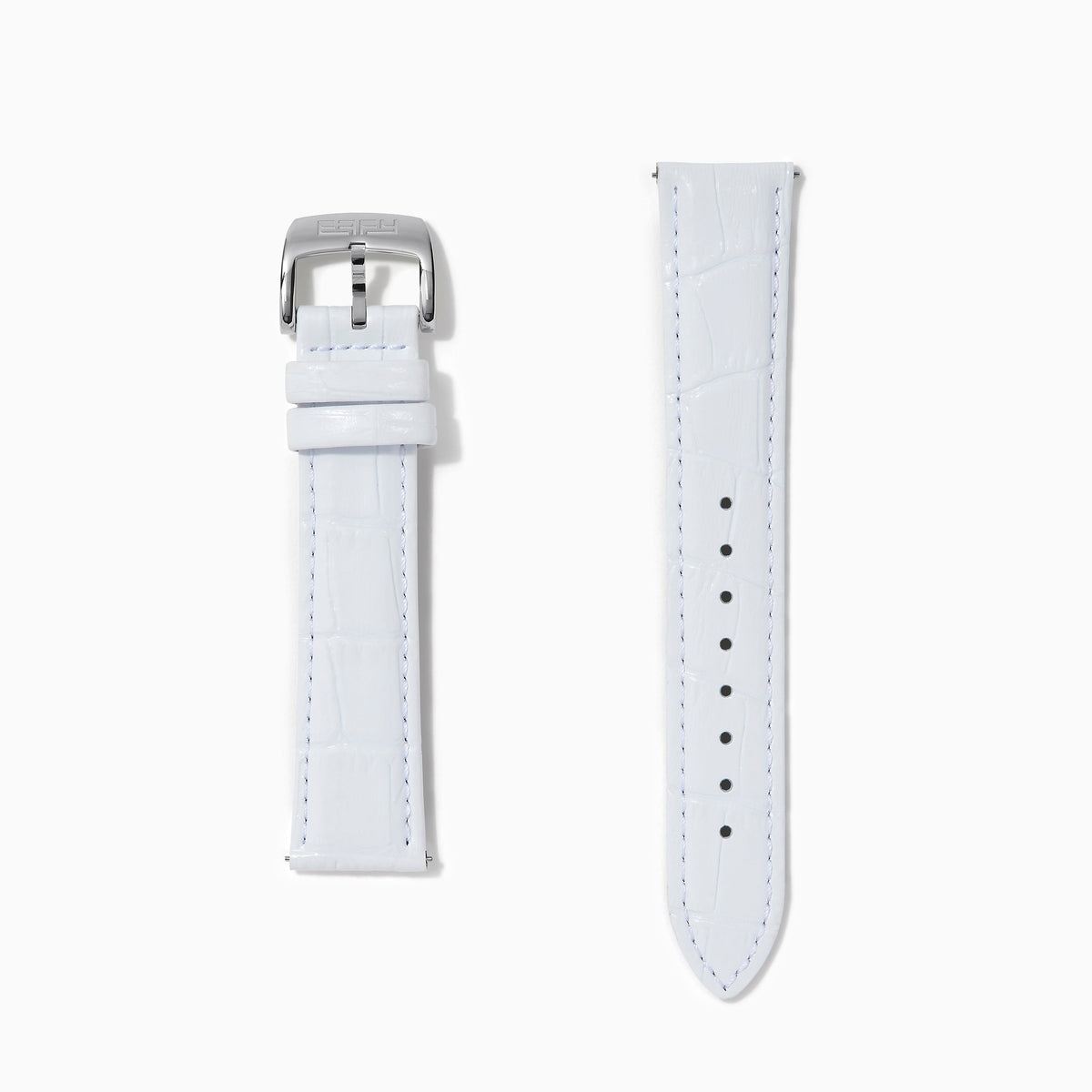 White – Extra-Long 20mm Exotic Print Calf Leather Watch Strap