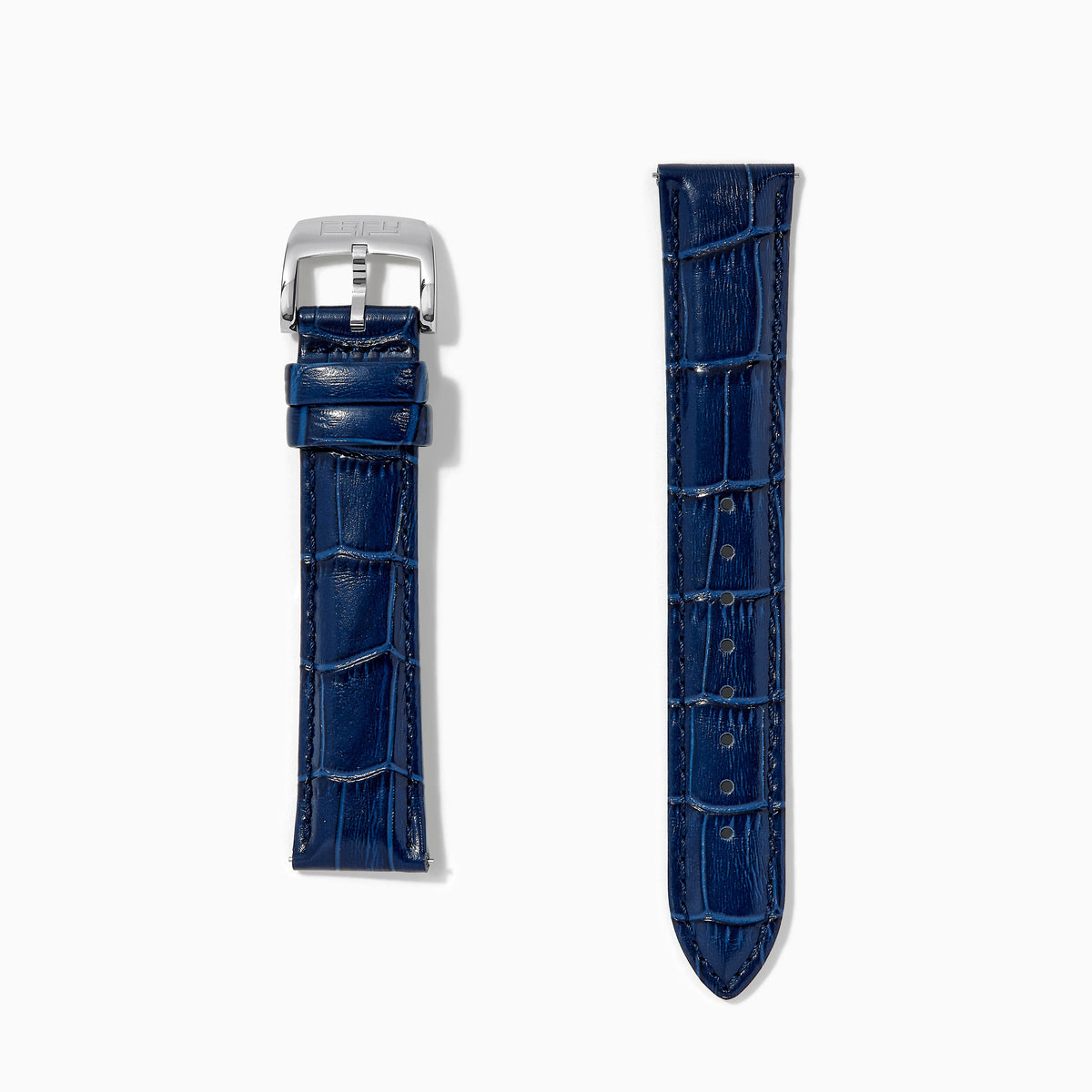 Navy – Extra-Long 20mm Exotic Print Calf Leather Watch Strap