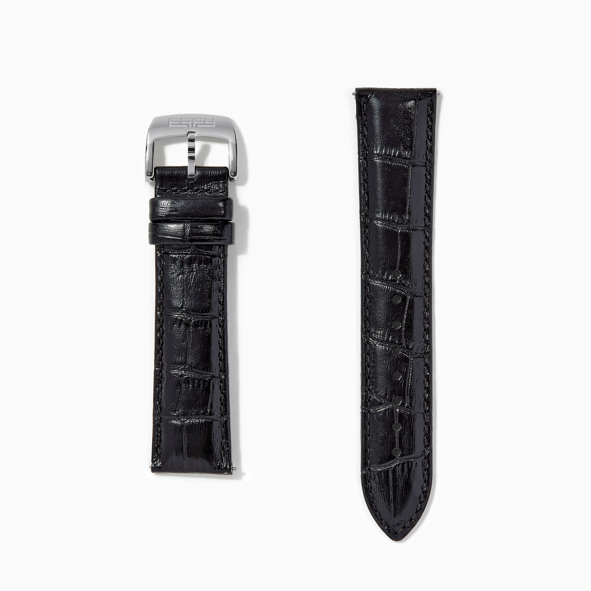 Black – Extra-Long 22mm Exotic Print Calf Leather Watch Strap
