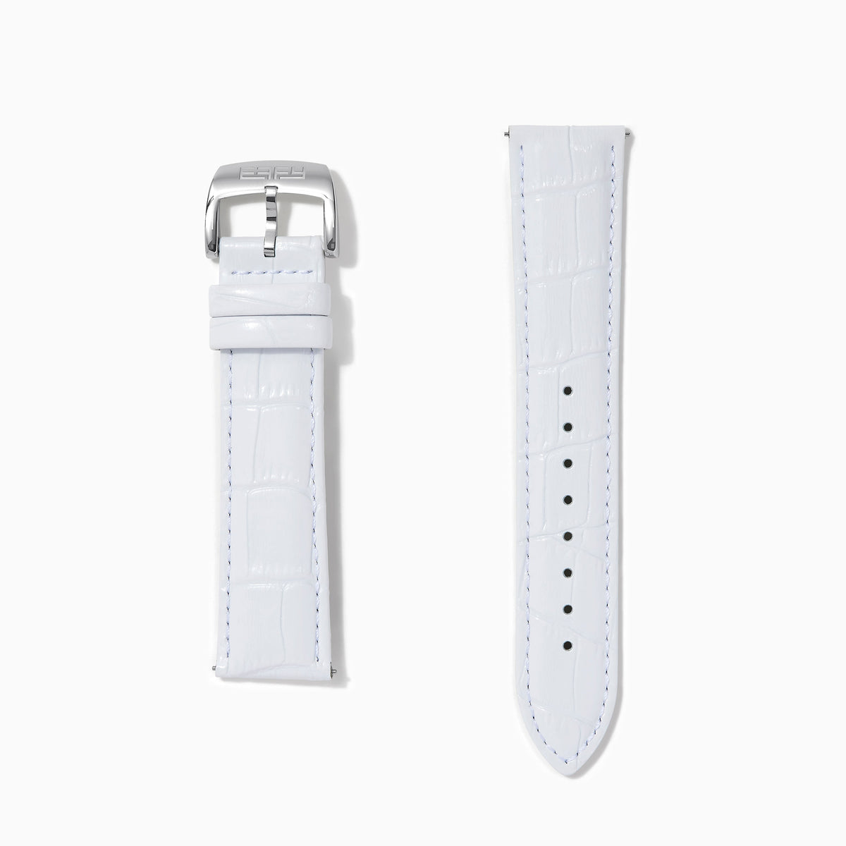 White – Extra-Long 22mm Exotic Print Calf Leather Watch Strap