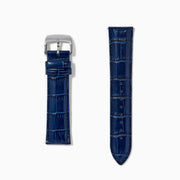 Navy – Extra-Long 22mm Exotic Print Calf Leather Watch Strap