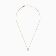 The Lab Grown Diamond Earring and Necklace Set in 14K Yellow Gold features a round diamond pendant and matching gold stud earrings, each showcasing a single round lab grown diamond, displayed on a white background.