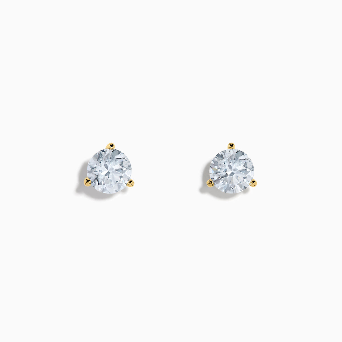 The Lab Grown Diamond Earring and Necklace Set in 14K Yellow Gold features a round diamond pendant and matching gold stud earrings, each showcasing a single round lab grown diamond, displayed on a white background.