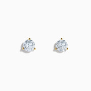 The Lab Grown Diamond Earring and Necklace Set in 14K Yellow Gold features a round diamond pendant and matching gold stud earrings, each showcasing a single round lab grown diamond, displayed on a white background.