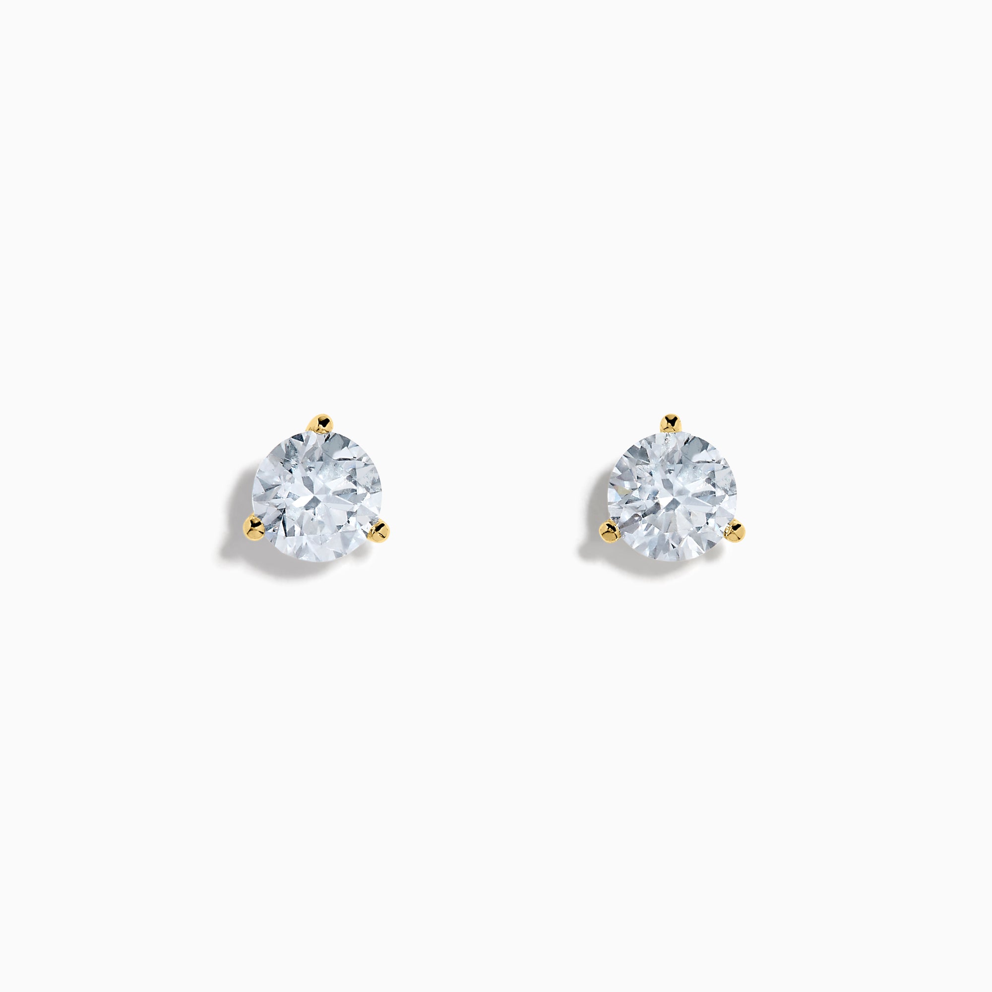 The Lab Grown Diamond Earring and Necklace Set in 14K Yellow Gold features a round diamond pendant and matching gold stud earrings, each showcasing a single round lab grown diamond, displayed on a white background.