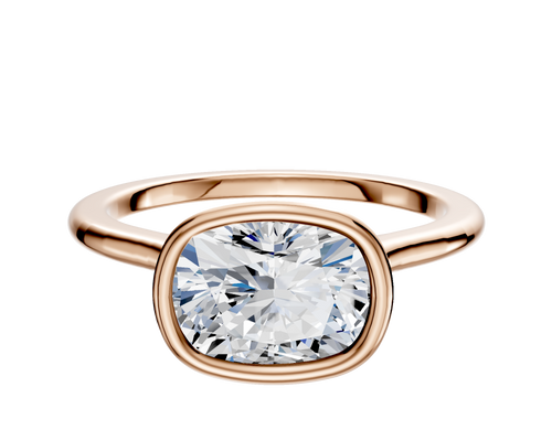 18K Rose Gold Bezel Full Bezel East/West Cathedral Dome 1.5mm Engagement Ring