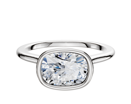 18K White Gold Bezel Full Bezel East/West Cathedral Dome 1.5mm Engagement Ring
