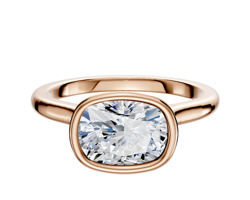 18K Rose Gold Bezel Full Bezel East/West Cathedral Dome 2.0mm Engagement Ring