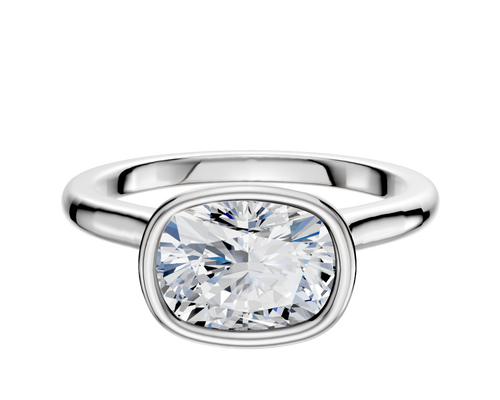 14K White Gold Bezel Full Bezel East/West Cathedral Dome 2.0mm Engagement Ring