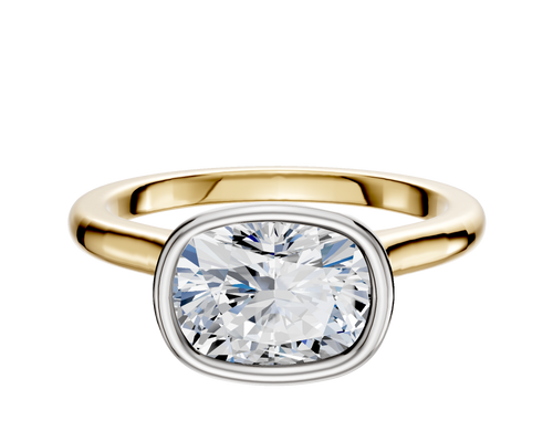 18K Two Tone Bezel Full Bezel East/West Cathedral Dome 2.0mm Engagement Ring