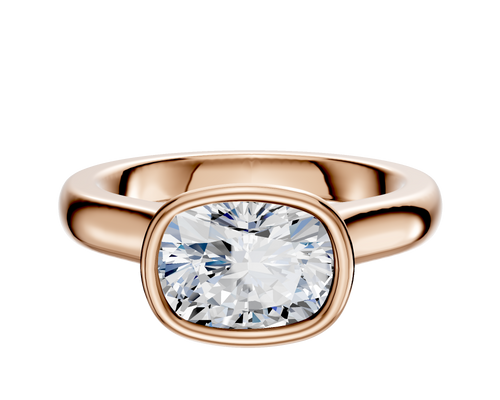 18K Rose Gold Bezel Full Bezel East/West Cathedral Dome 3.0mm Engagement Ring