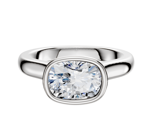 Platinum Bezel Full Bezel East/West Cathedral Dome 3.0mm Engagement Ring