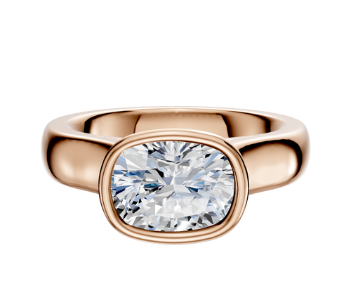 18K Rose Gold Bezel Full Bezel East/West Cathedral Dome 4.0mm Engagement Ring