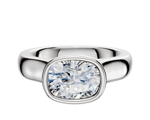 18K White Gold Bezel Full Bezel East/West Cathedral Dome 4.0mm Engagement Ring