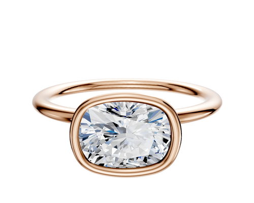 18K Rose Gold Bezel Full Bezel East/West Classic Dome 1.5mm Engagement Ring